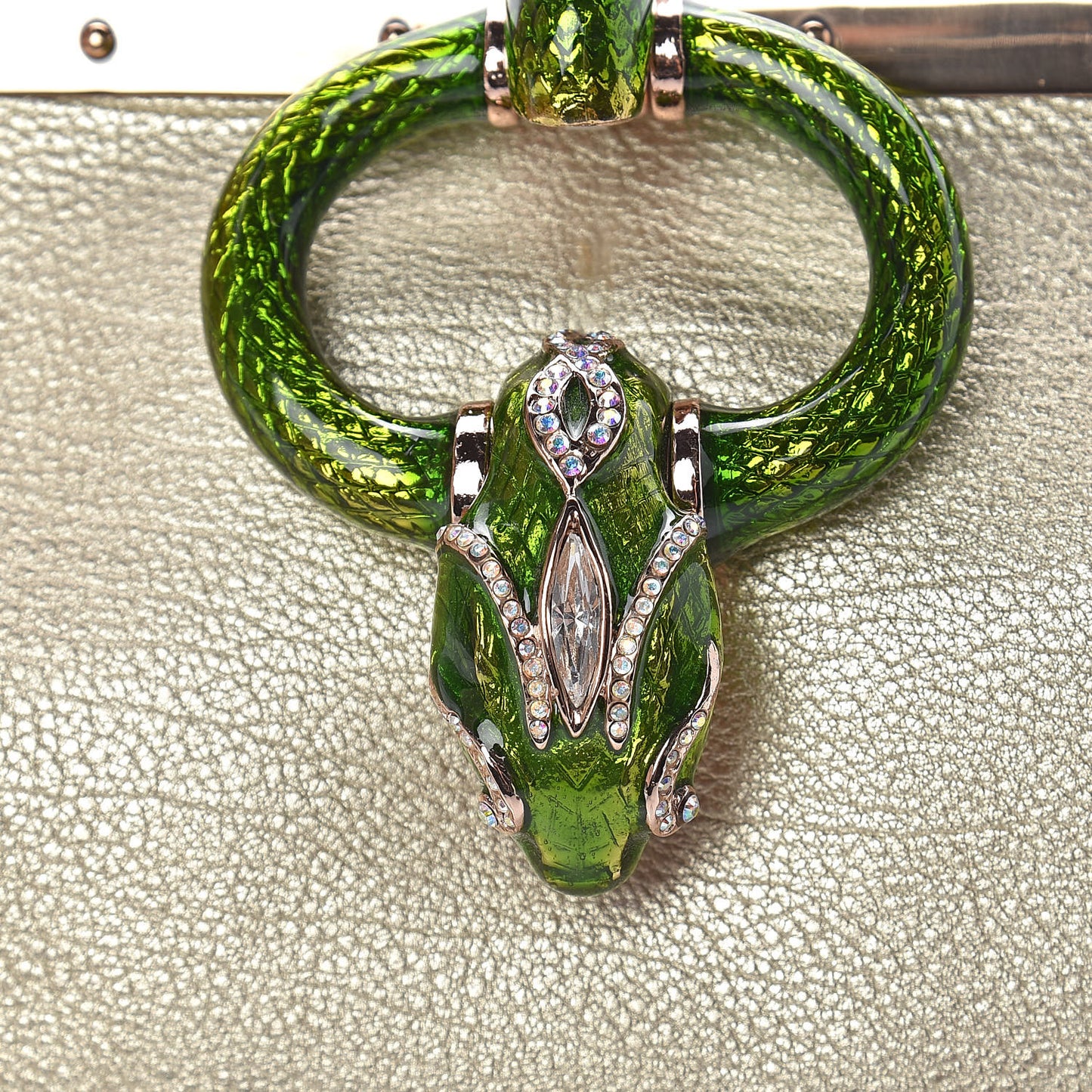 Metallic Calfskin Jeweled Dragon Evening Bag Gold