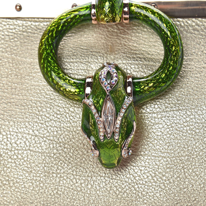 Gucci Metallic Calfskin Jeweled Dragon Evening Bag Gold 13 of 14