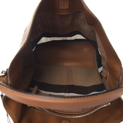 Burberry Canvas Mega Check Medium Ashby Hobo Saddle Brown 4 of 11
