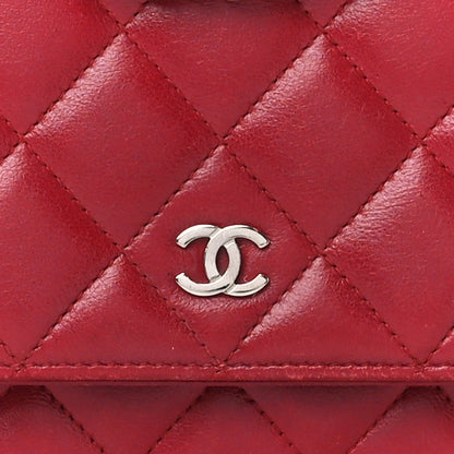 Chanel Lambskin Quilted Wallet On Chain WOC Red 9 of 11