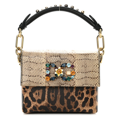 Dolce & Gabbana Dauphine Ayers Leopard Print Crystal Embellished DG Millennials Mini Crossbody Multicolor 1 of 11