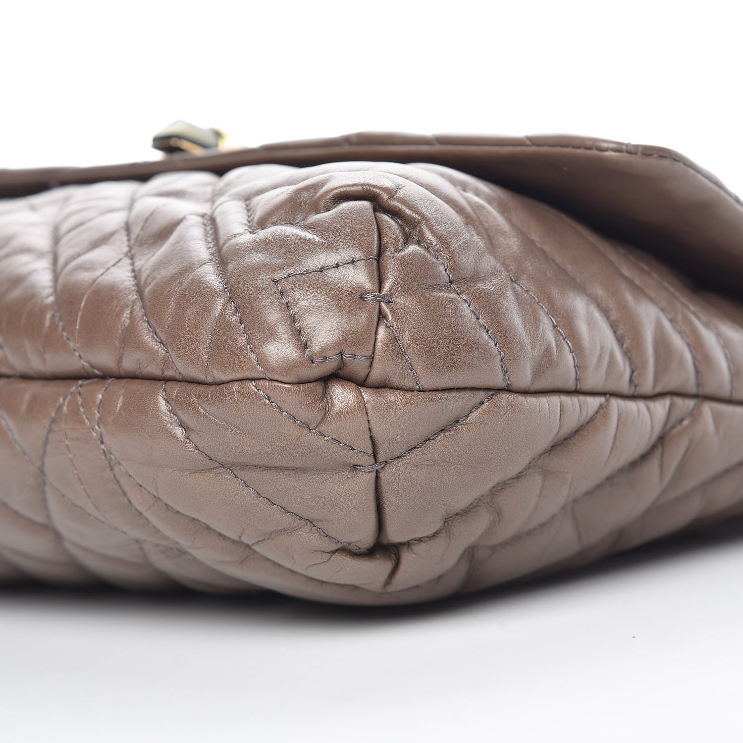 Lanvin Calfskin Quilted Medium Happy Shoulder Bag Brown Olive 8 of 10