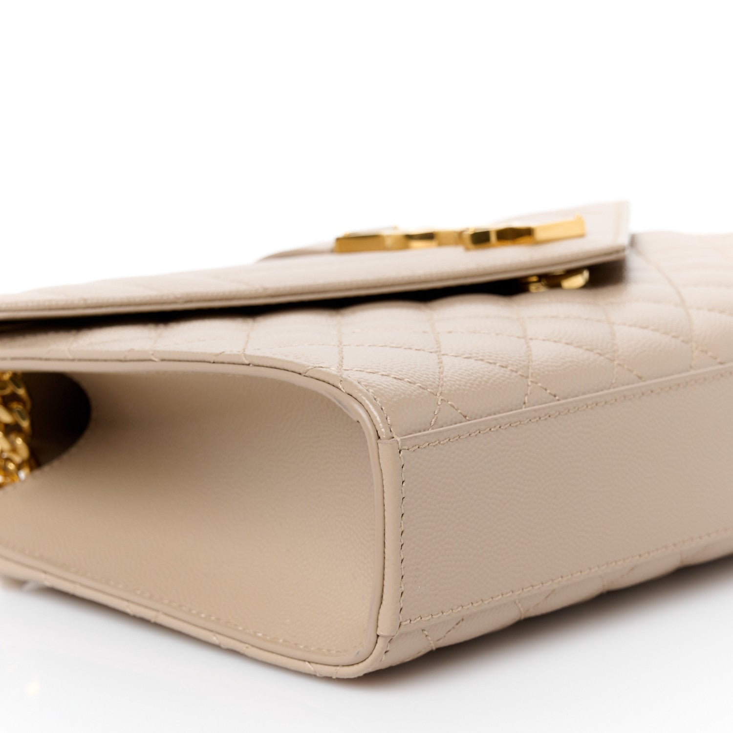 Saint Laurent Grain De Poudre Textured Mixed Matelasse Medium Triquilt Monogram Satchel Dark Beige 10 of 12