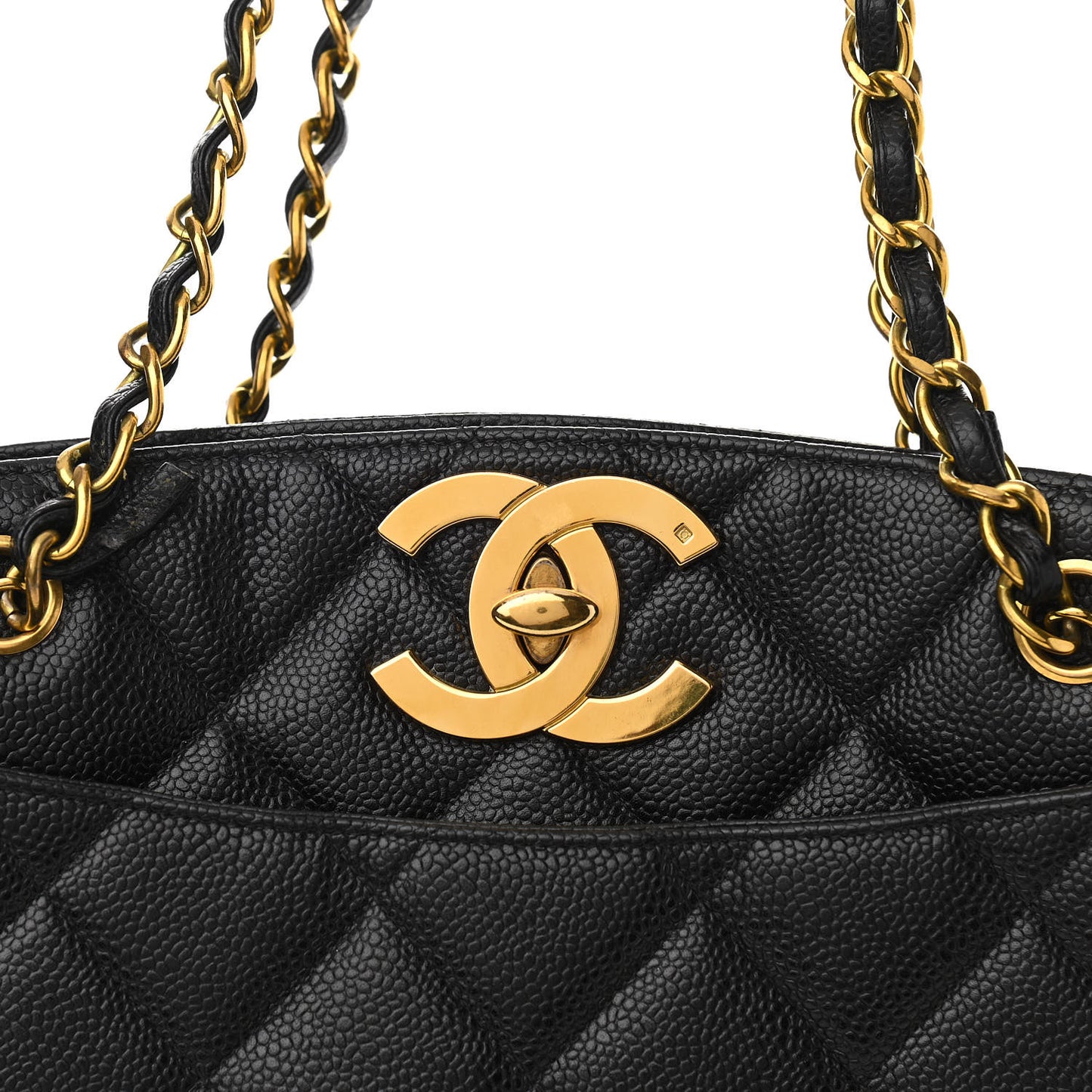 Caviar Quilted CC Shoulder Bag Black