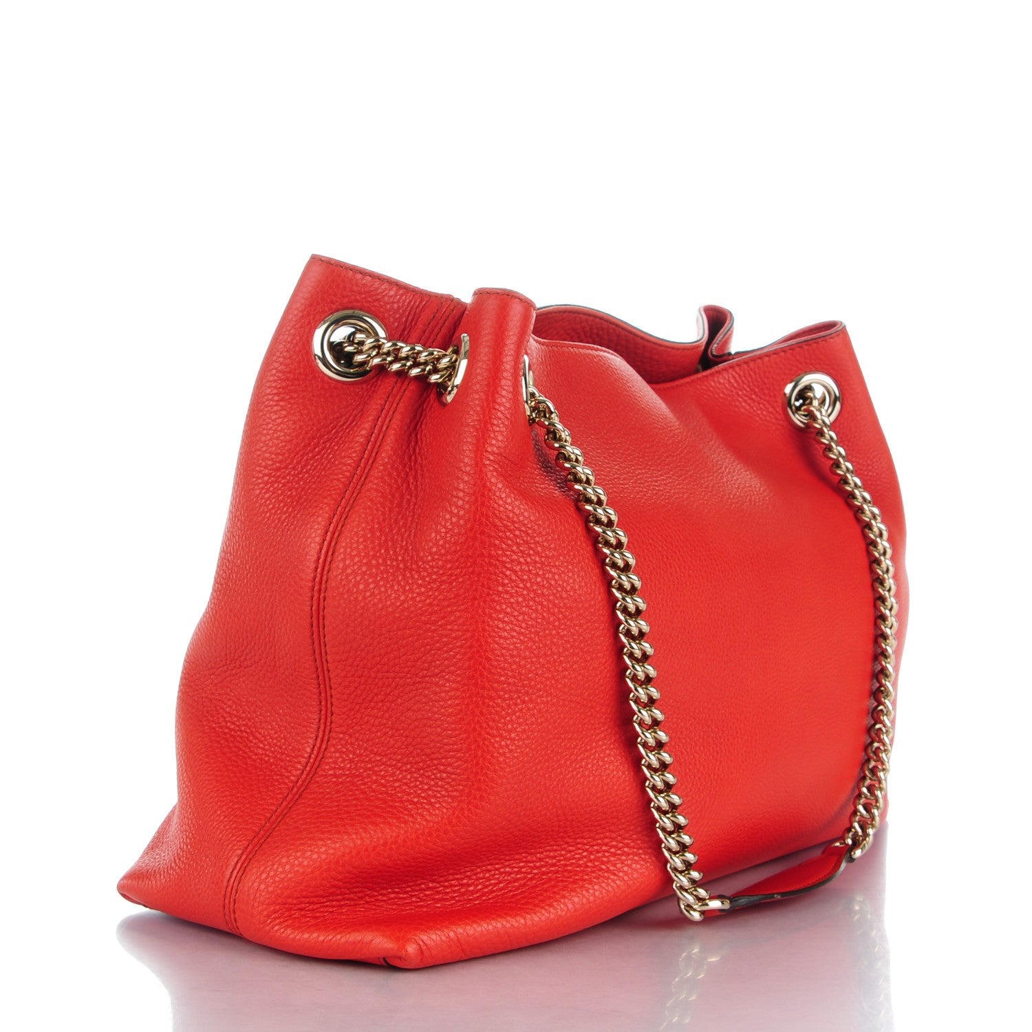 Gucci Pebbled Calfskin Medium Soho Chain Shoulder Bag Sun Orange 3 of 8
