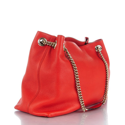 Gucci Pebbled Calfskin Medium Soho Chain Shoulder Bag Sun Orange 3 of 8