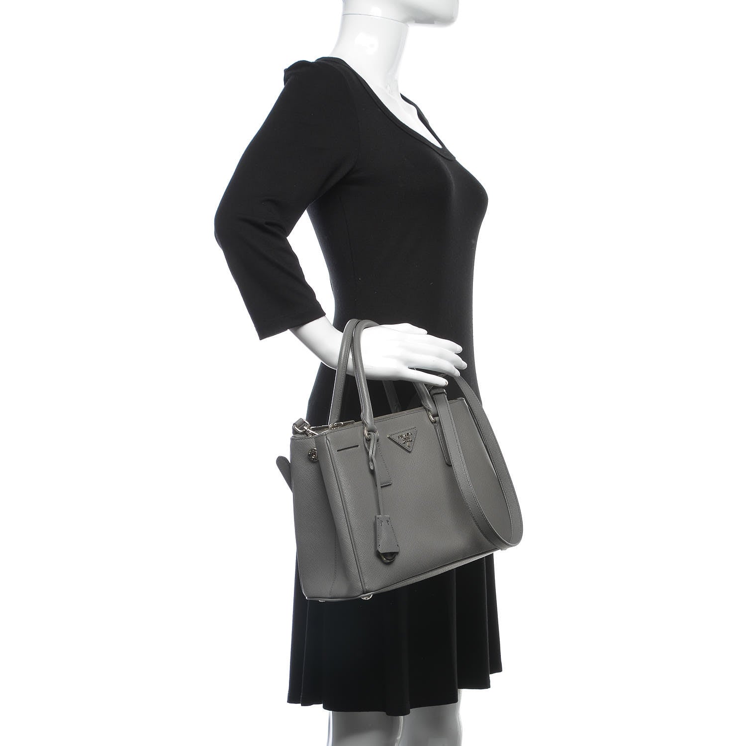 Prada Saffiano Small Galleria Double Zip Tote Marmo 2 of 9