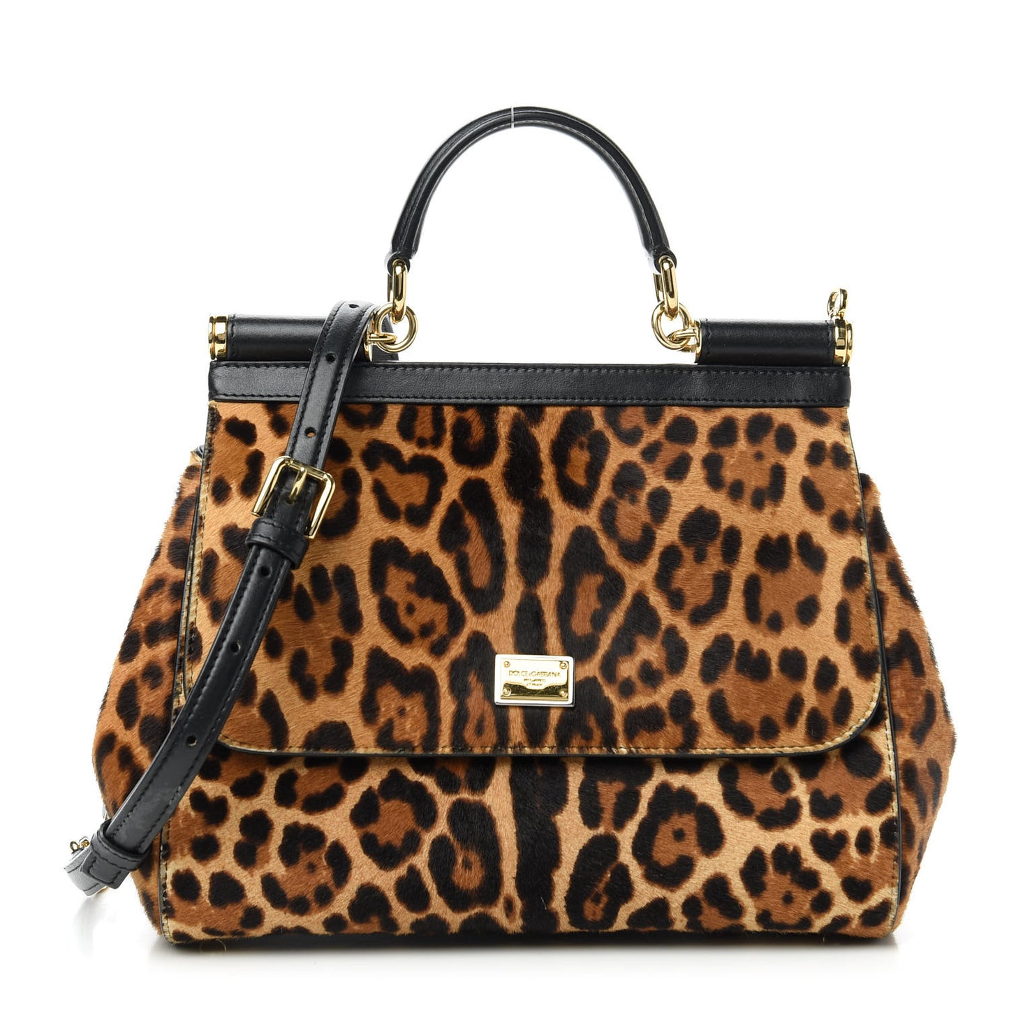 Calf Hair Leopard Print Large Miss Sicily Satchel Naturale