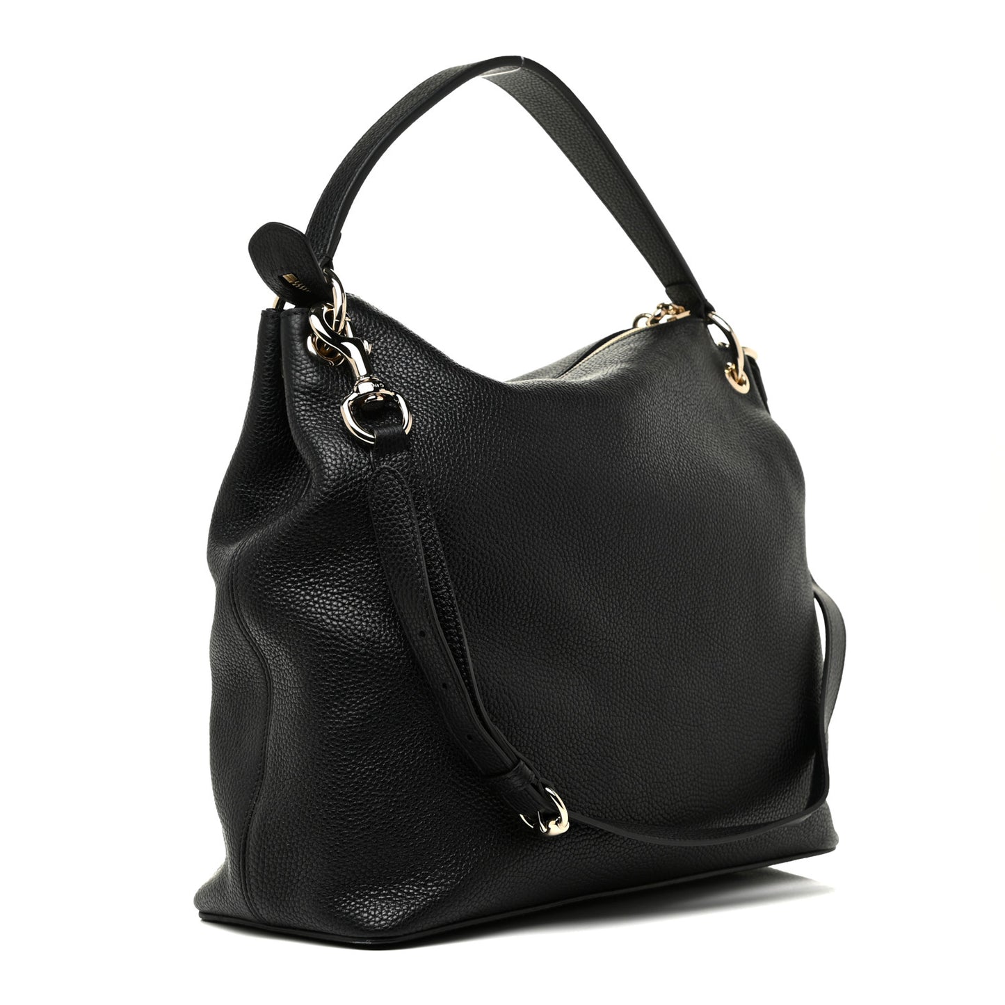 Pebbled Calfskin Large Soho Hobo Black