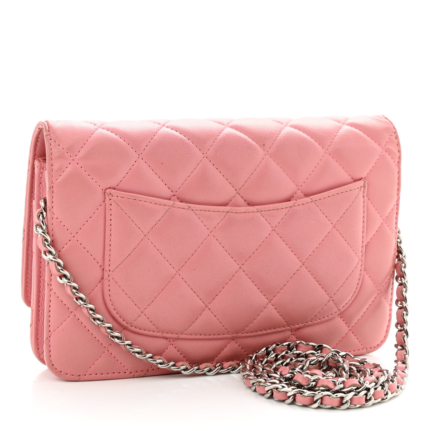 Chanel Lambskin Quilted Wallet On Chain WOC Pink 3 of 11