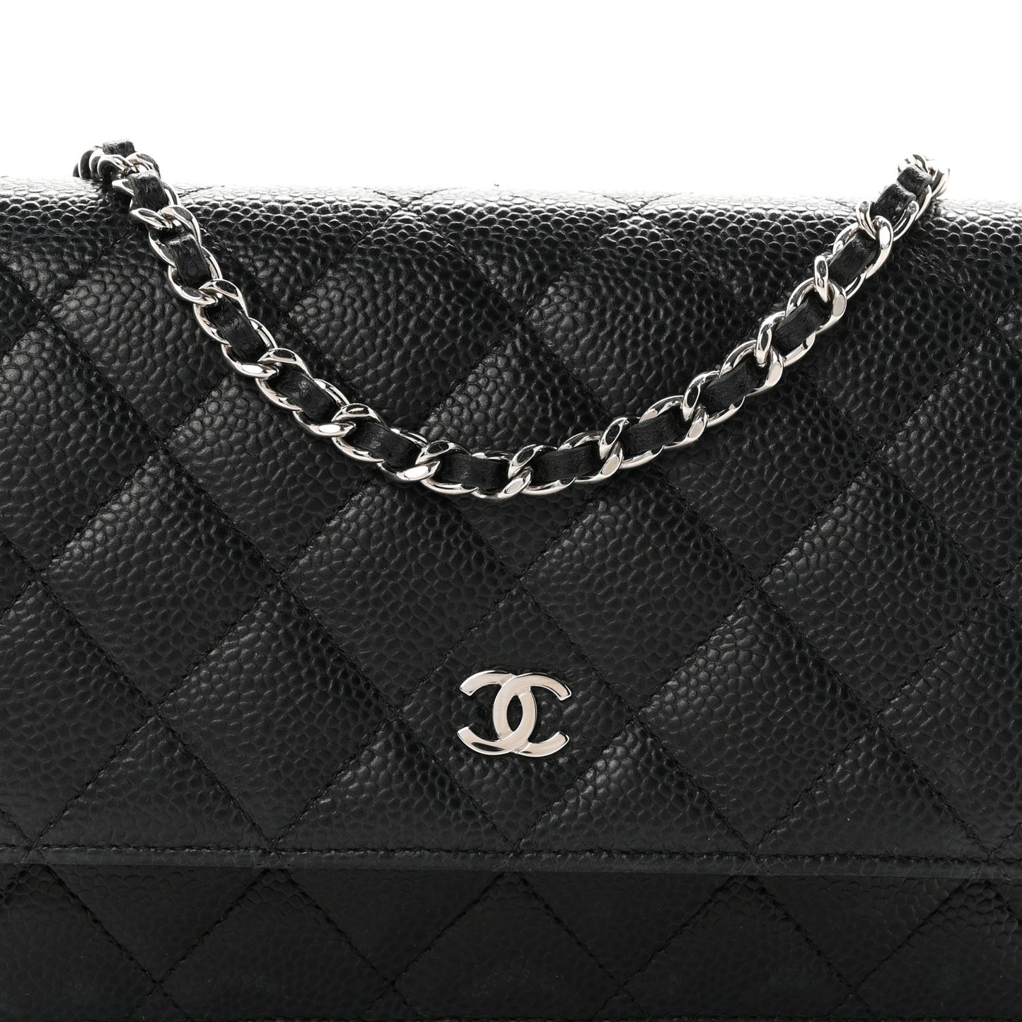 Caviar Quilted Wallet On Chain WOC Black