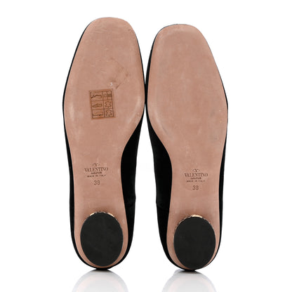 Valentino Garavani Calfskin Snakeskin Embossed Velvet Crossover Ballerina Flats 38 Black Roccia 5 of 9