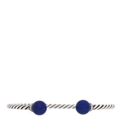 David Yurman Sterling Silver Diamond Lapis Lazuli 9mm Solari Bracelet 1 of 5