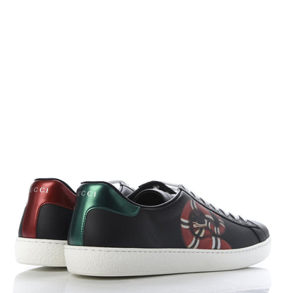 Gucci Calfskin Kingsnake Mens Ace Sneakers 9 Black Multicolor 4 of 9