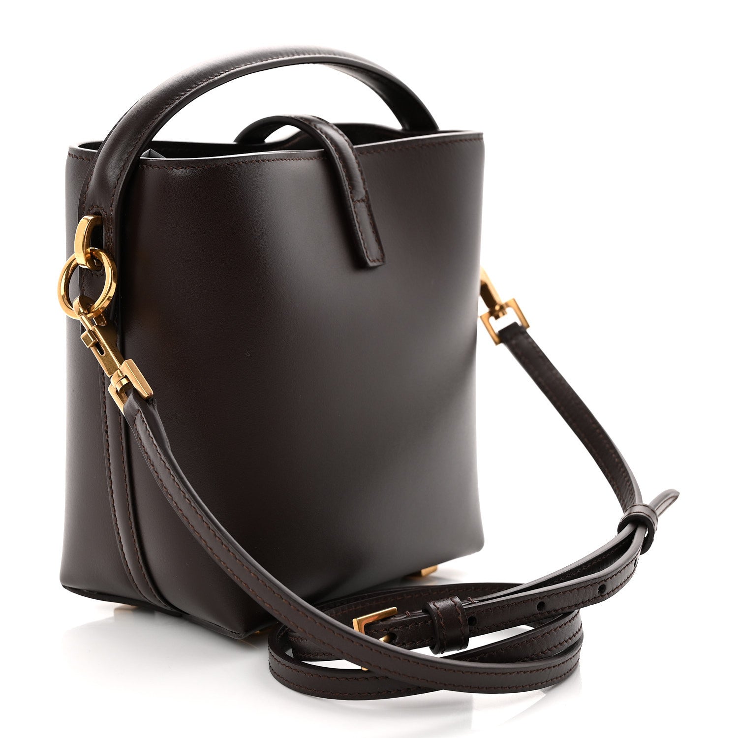 Saint Laurent Shiny Calfskin Le 37 Mini Bucket Bag Dark Sweet Chocolate 3 of 10
