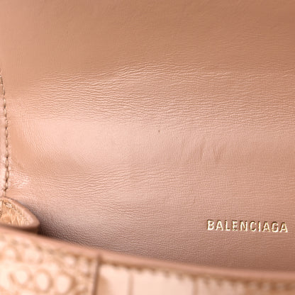 Balenciaga Shiny Calfskin Crocodile Embossed Hourglass Top Handle Bag XS Nude Beige 12 of 15