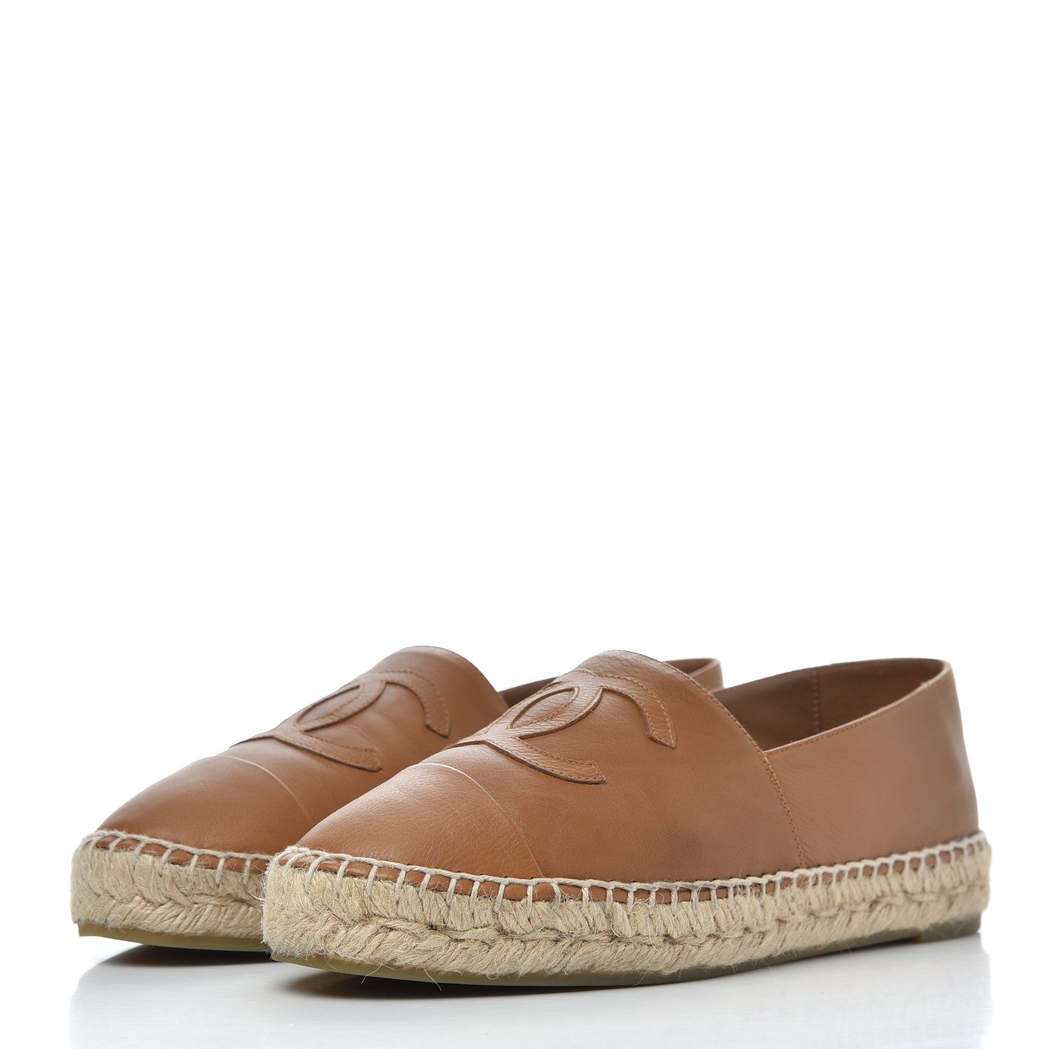 Chanel Calfskin CC Espadrilles 38 Light Brown 3 of 23
