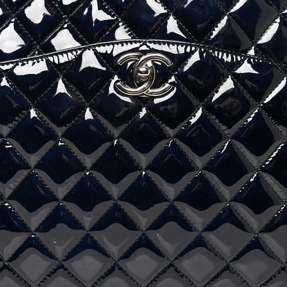 Chanel Patent Quilted Accordion Shopping Tote Navy 8 of 11