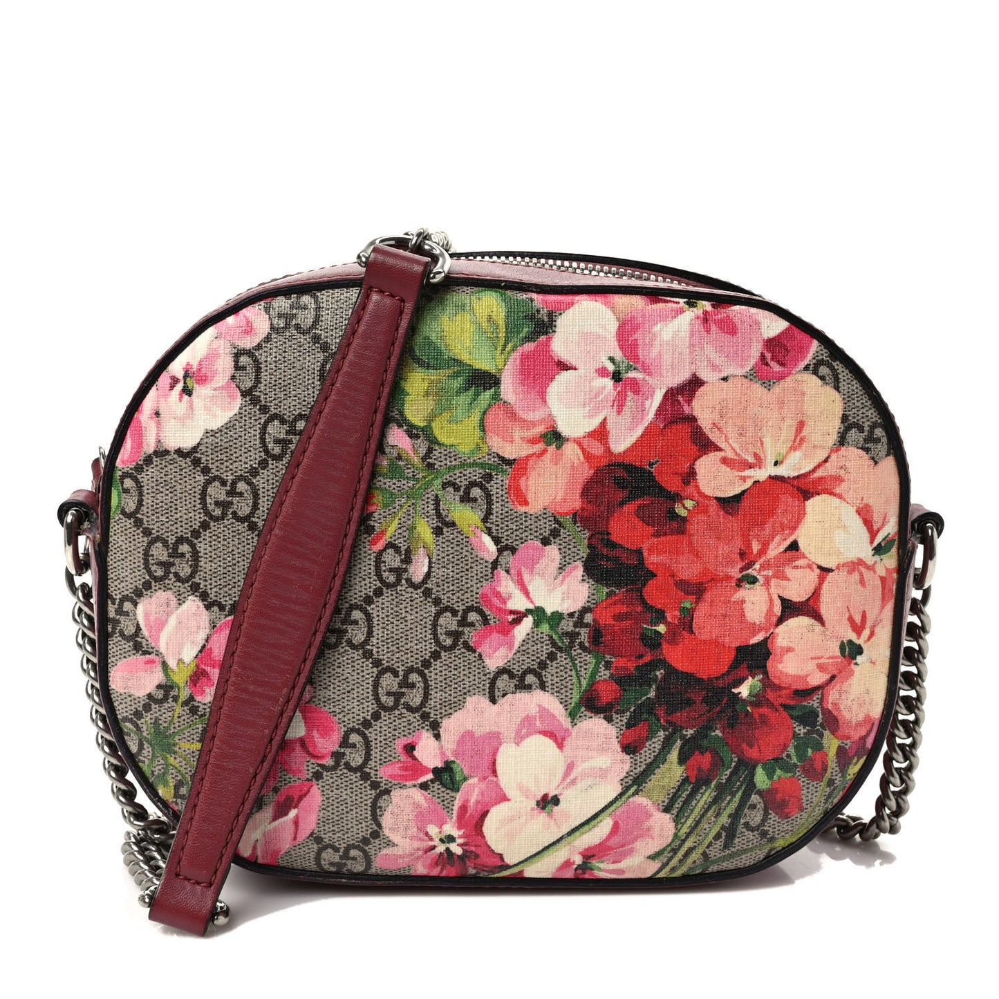 GG Supreme Monogram Blooms Mini Chain Shoulder Bag Beige Multicolor Dry Rose