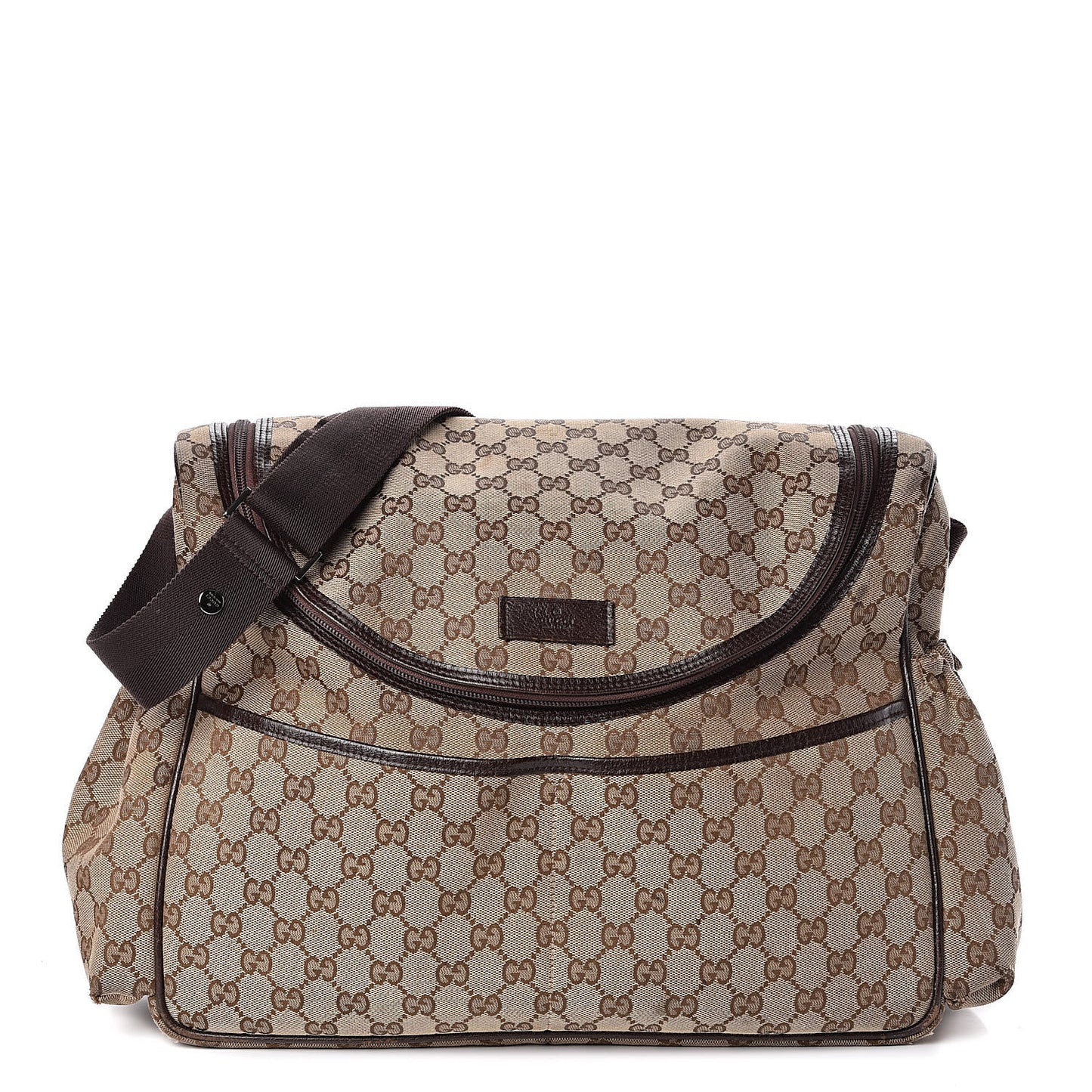 Monogram Natural Pigskin Large Diaper Bag Beige Ebony Cocoa Dark Chocolate