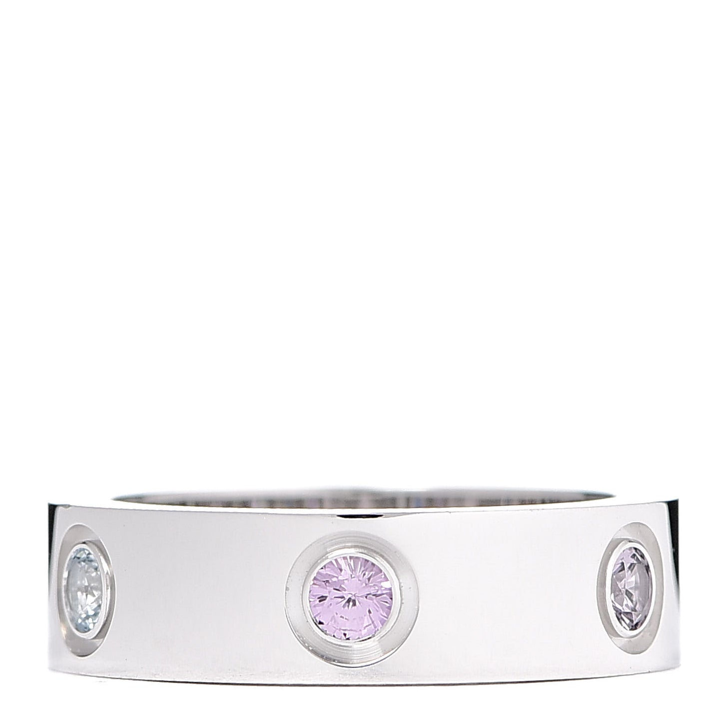 18K White Gold Sapphire Spinel Amethyst 5.5mm LOVE Ring 51 5.75