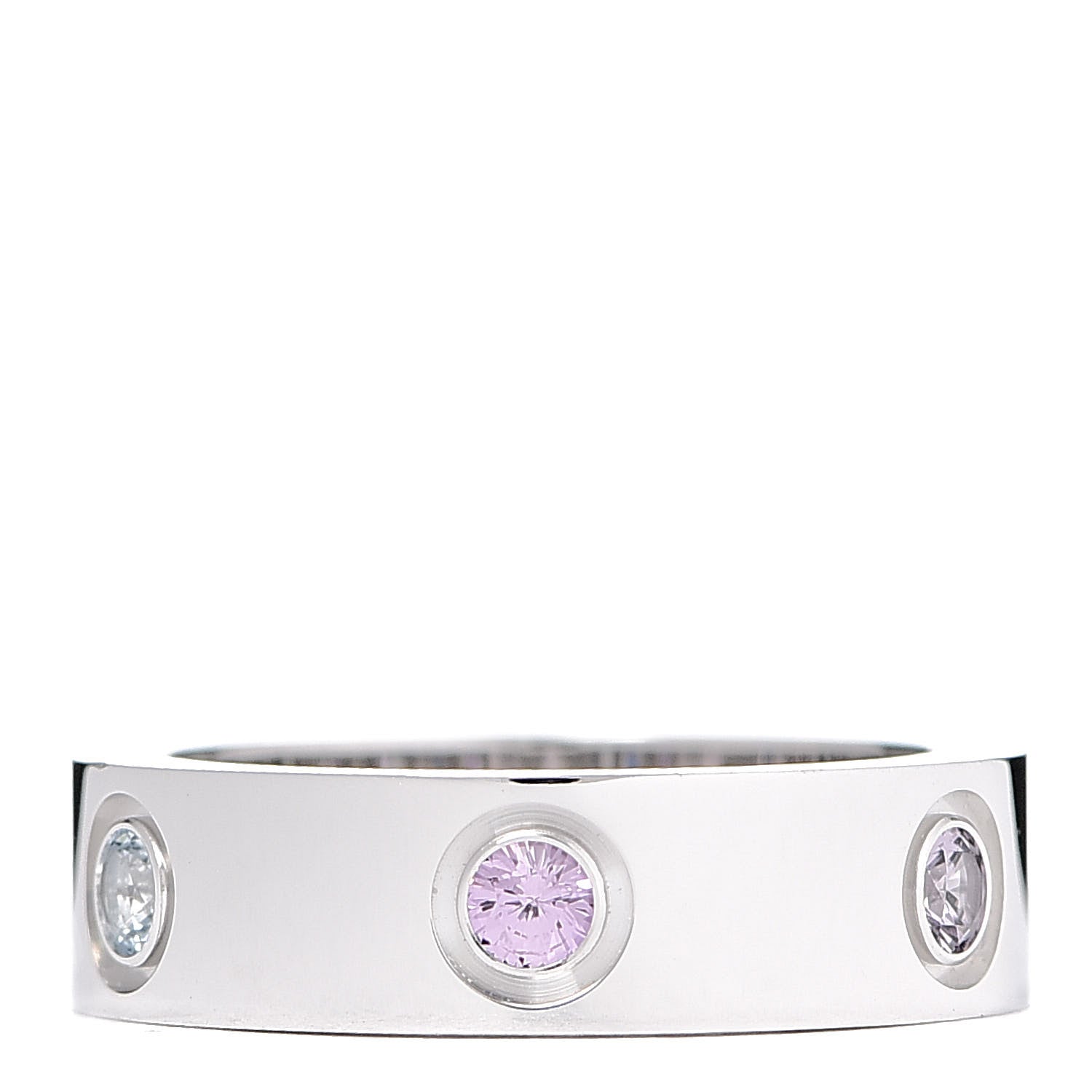Cartier 18K White Gold Sapphire Spinel Amethyst 5.5mm LOVE Ring 51 5.75 3 of 6