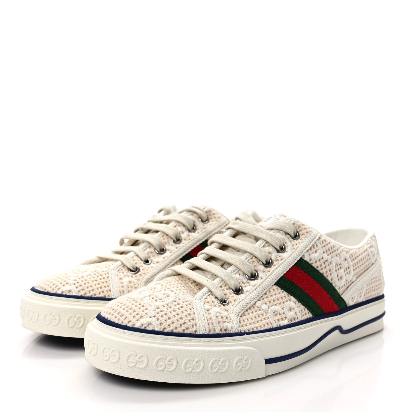 Sepang Canvas GG Monogram Web Womens 1977 Tennis Sneakers 39.5 Beige Mystic White