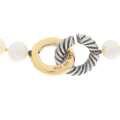 David Yurman Sterling Silver 18K Yellow Gold Pearl Necklace 4 of 5
