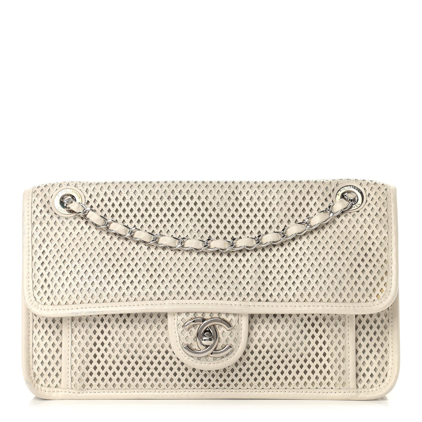 Perforated Calfskin Up In The Air Flap White