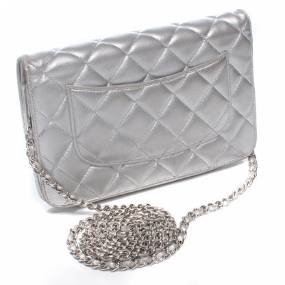 Chanel Lambskin Quilted Wallet On Chain Silver 3 of 7