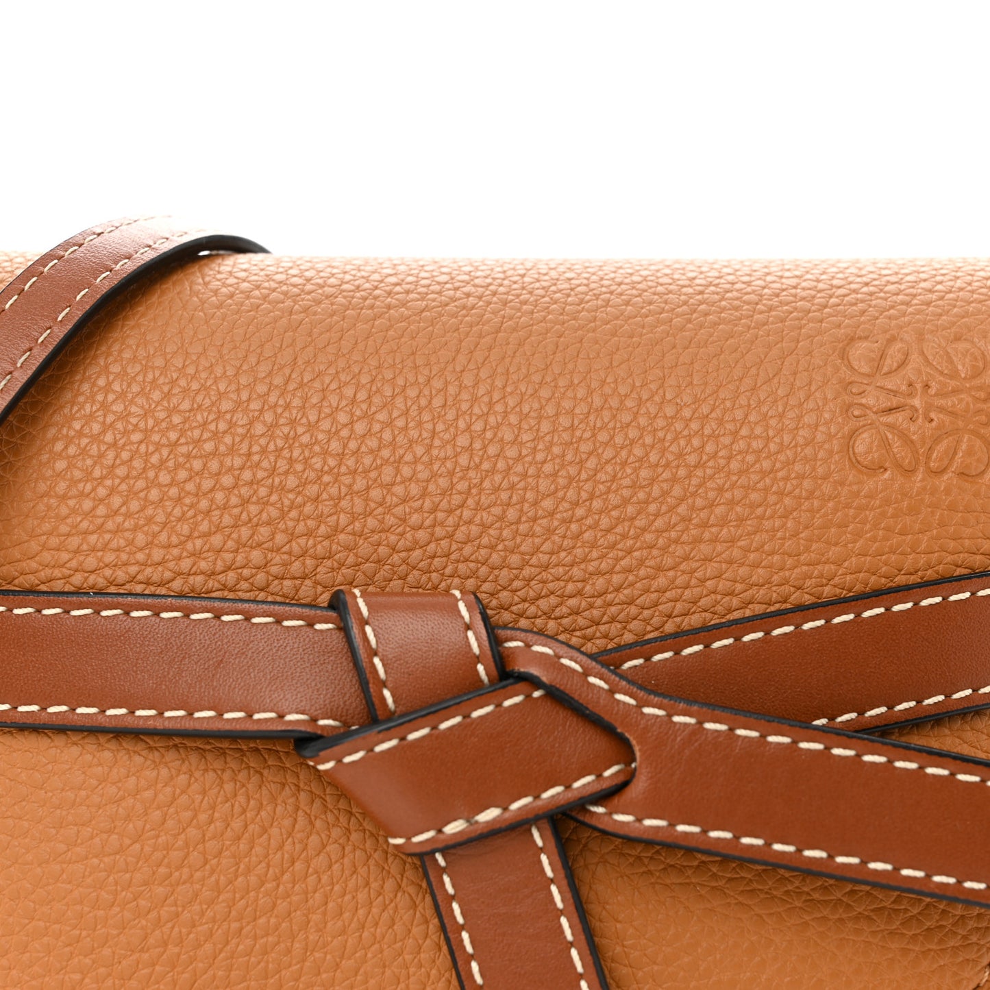 Grained Calfskin Mini Gate Crossbody Bag Caramel Pecan