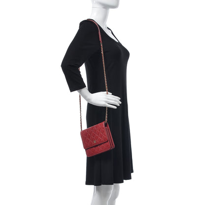 Chanel Caviar Quilted Square Wallet On Chain WOC Dark Red 2 of 10