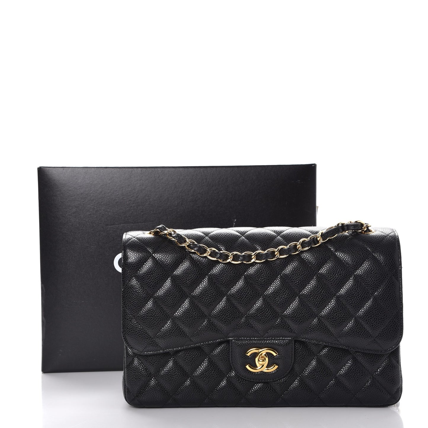 Caviar Quilted Jumbo Double Flap Black