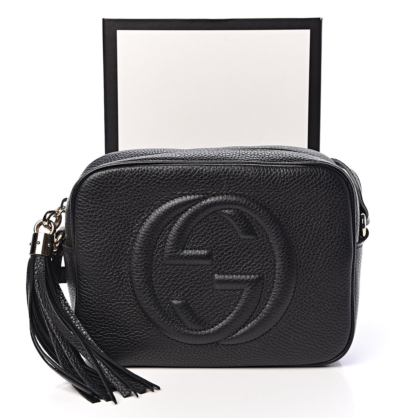 Pebbled Calfskin Small Soho Disco Bag Black
