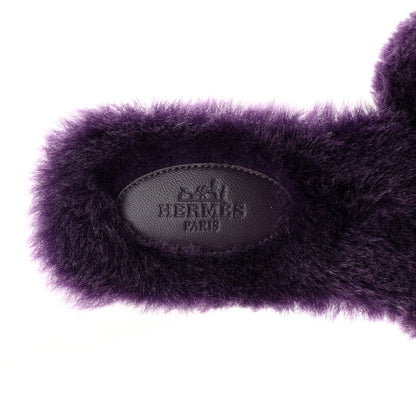Hermes Woolskin Oran Sandals 38.5 Violet Fonce 7 of 10