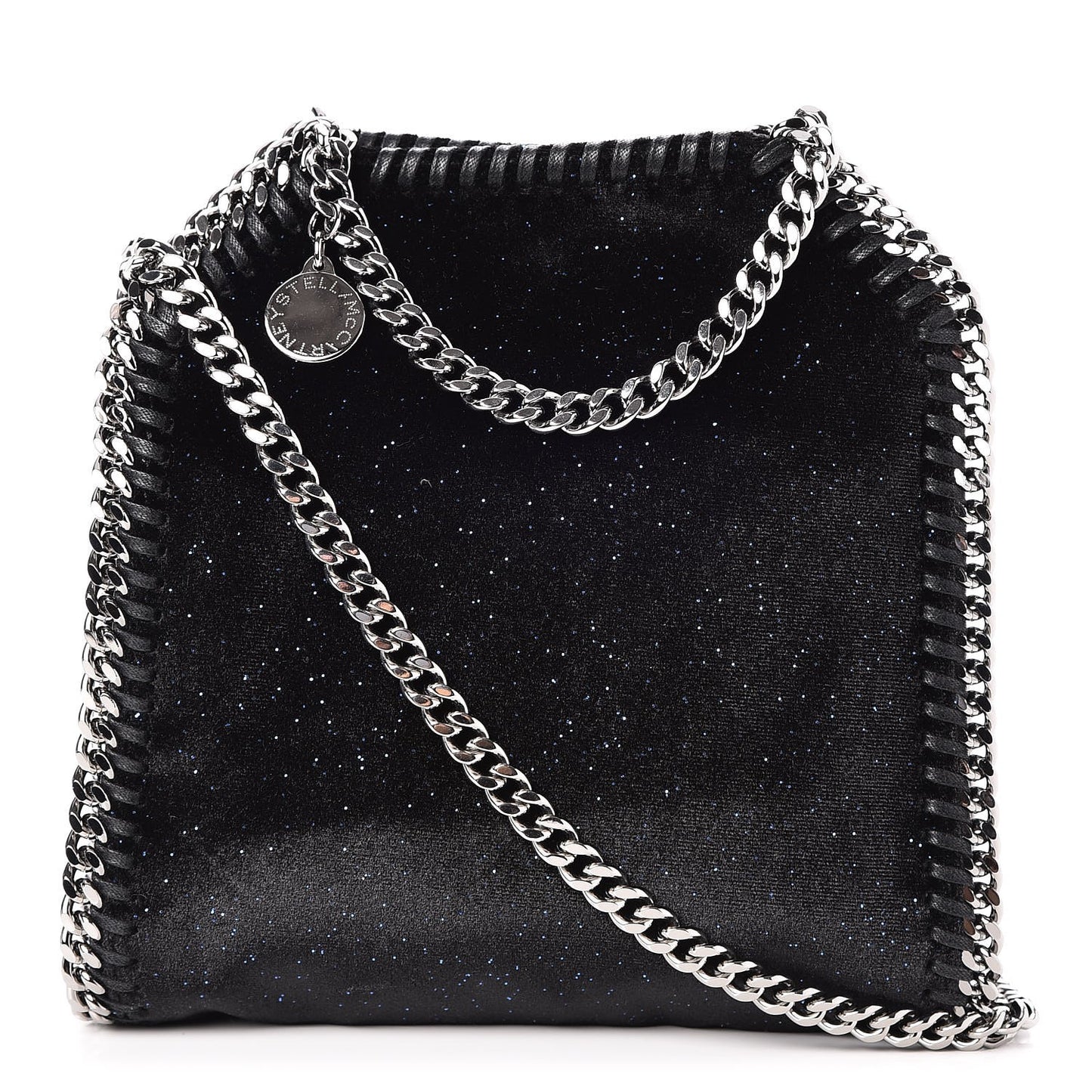 Glitter Velvet Tiny Falabella Tote Black