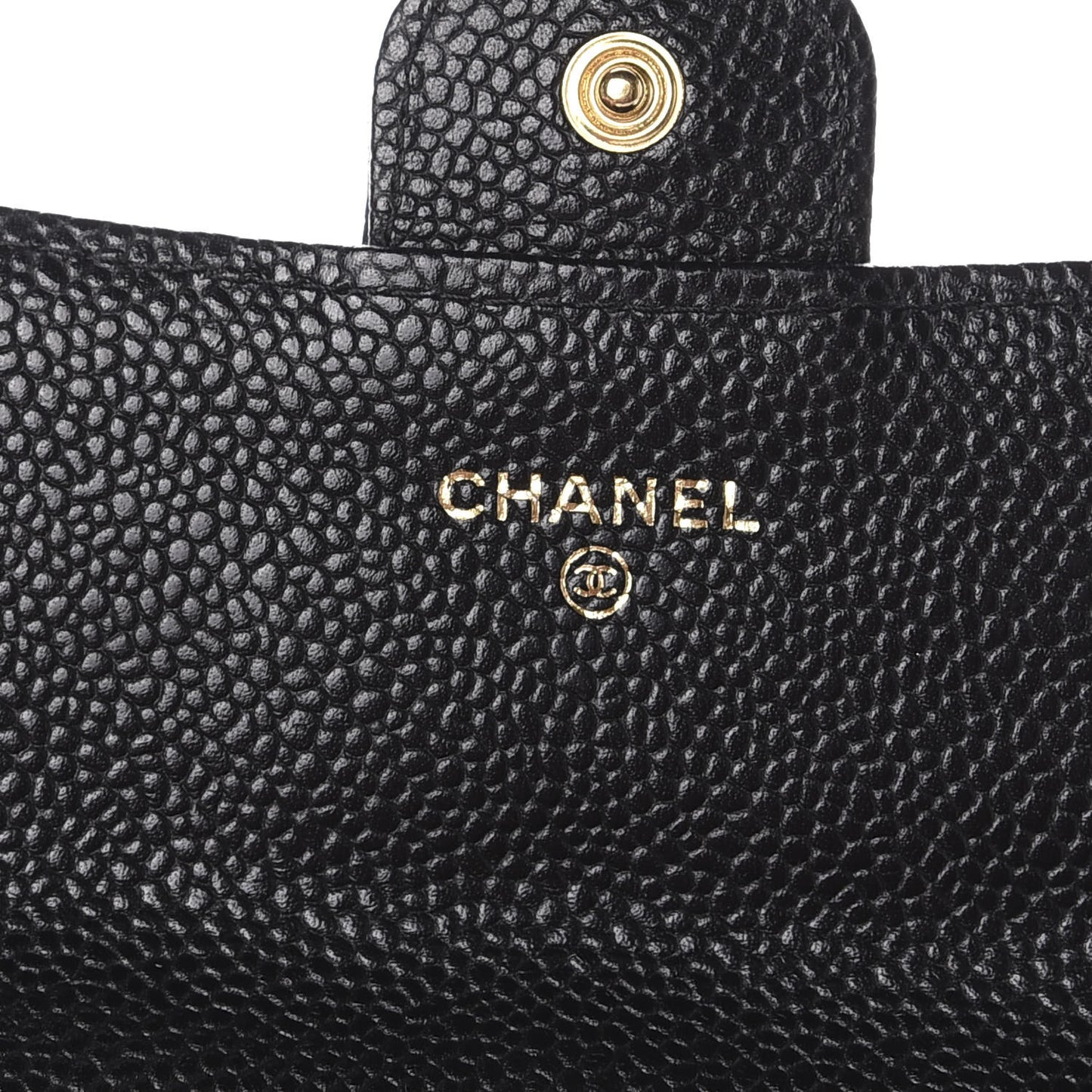 Caviar Quilted Large Flap Gusset Wallet Black