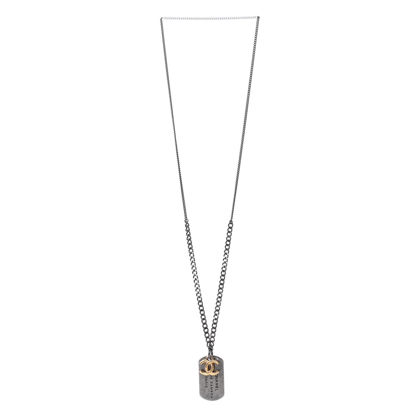 Ruthenium ID Dog Tag Charm Necklace Silver Gold