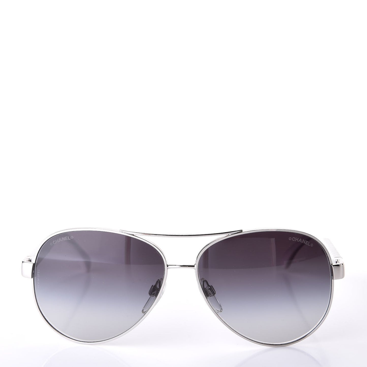 Lambskin Quilted CC Aviator Sunglasses 4195-Q White Silver