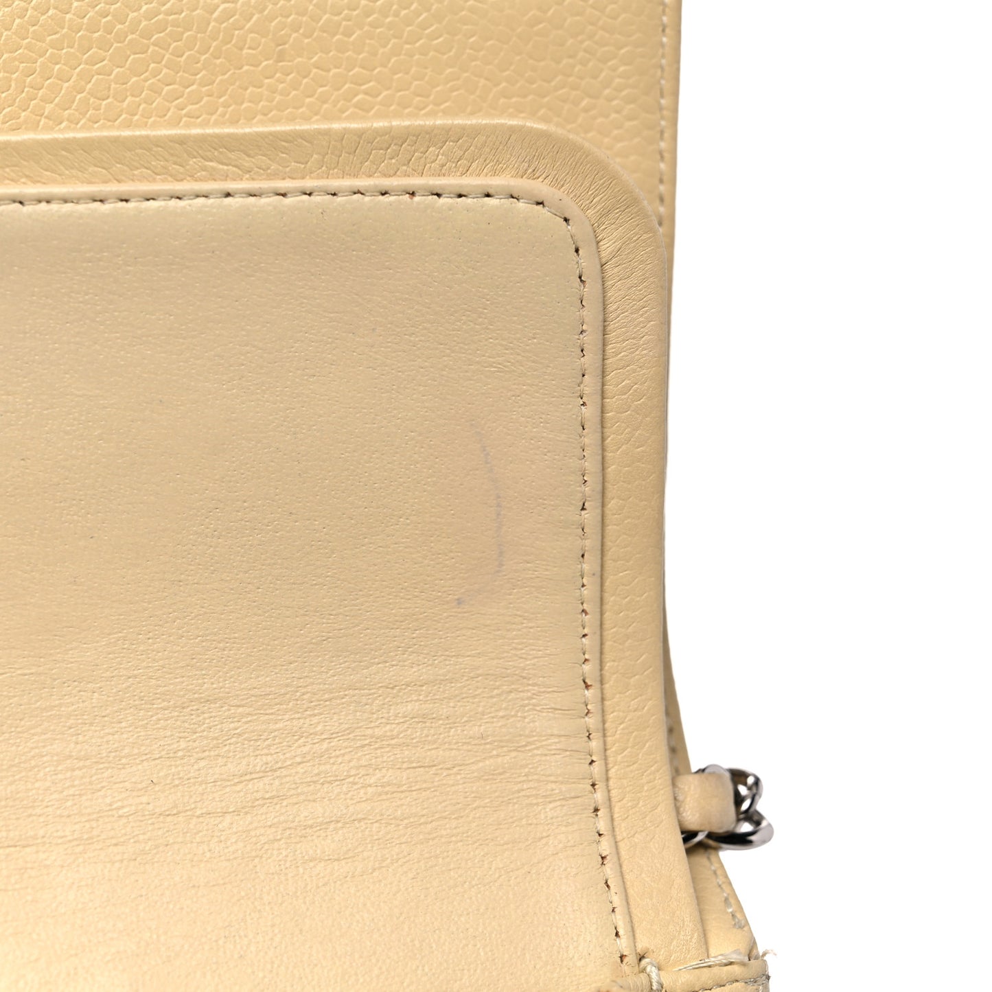 Caviar Quilted Medium Double Flap Beige Clair