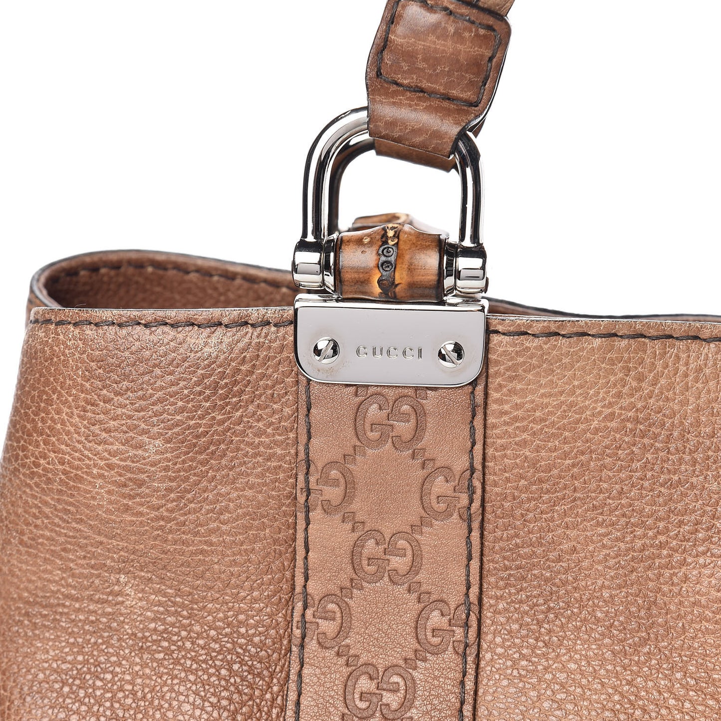 Calfskin Medium Bamboo Bar Tote Bag Brown