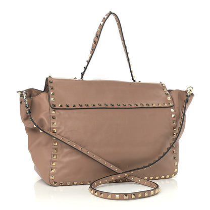 Valentino Garavani Vitello Rockstud Single Handle Flap Tote Beige 3 of 14