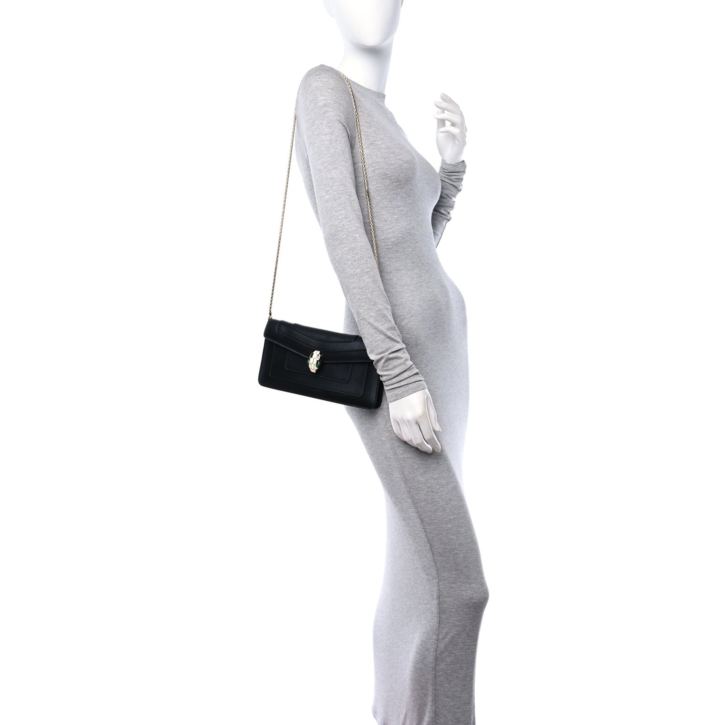 Calfskin Serpenti Forever Shoulder Bag Black