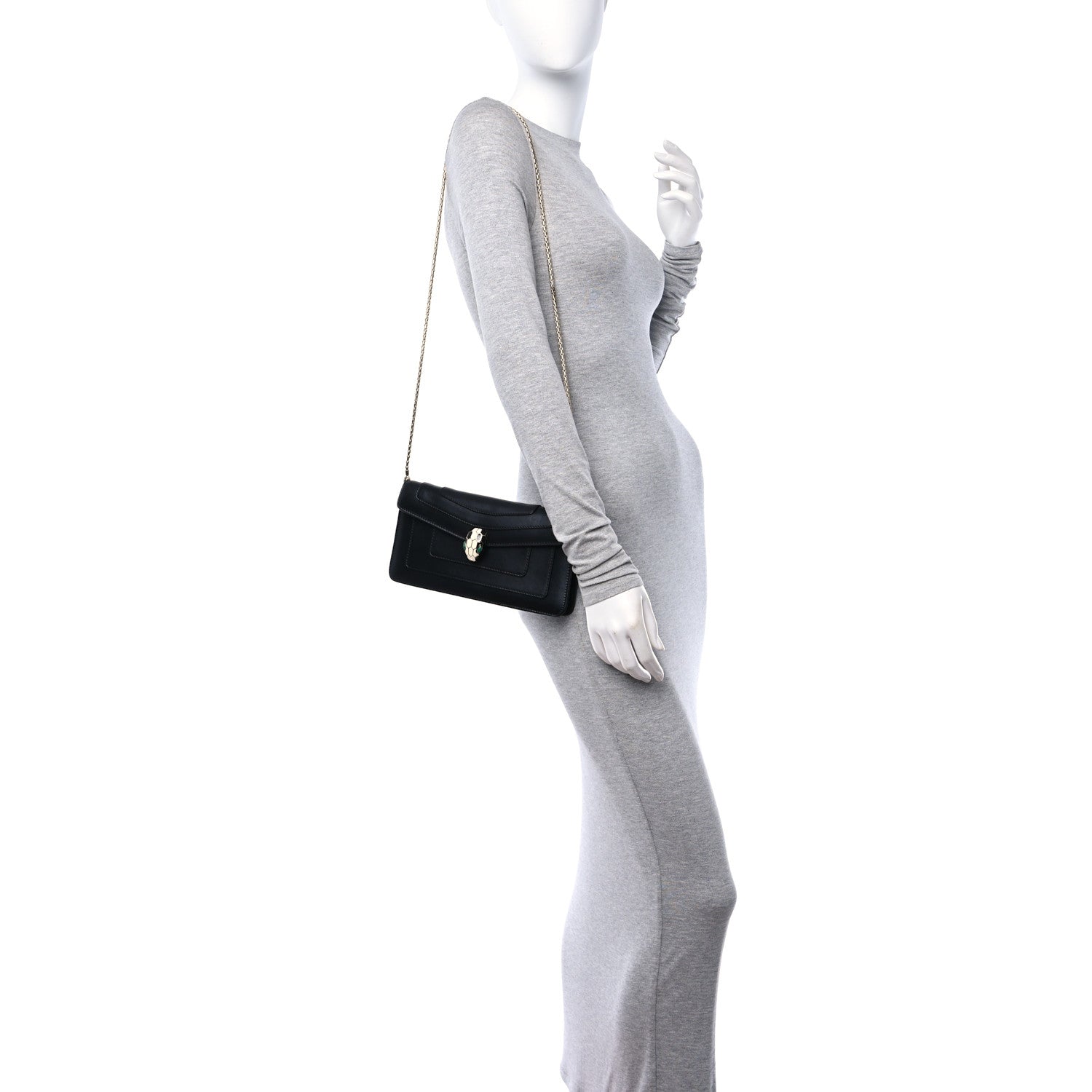 Bulgari Calfskin Serpenti Forever Shoulder Bag Black 2 of 9