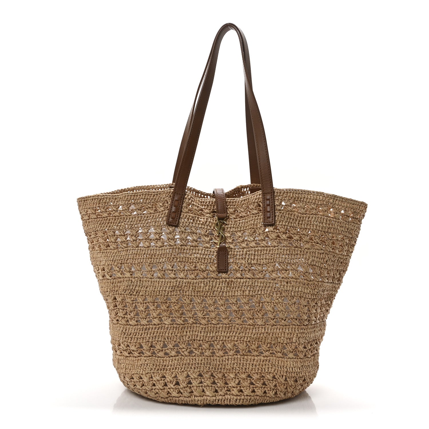 Saint Laurent Raffia Calfskin Medium Panier Tote Naturel 1 of 10