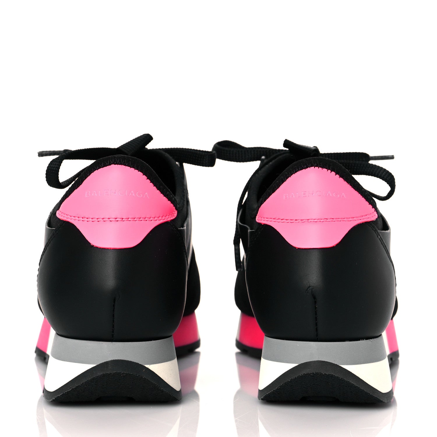 Balenciaga Mesh Calfskin Neoprene Womens Race Runner Sneakers 37 Black Rose Fluo 5 of 9