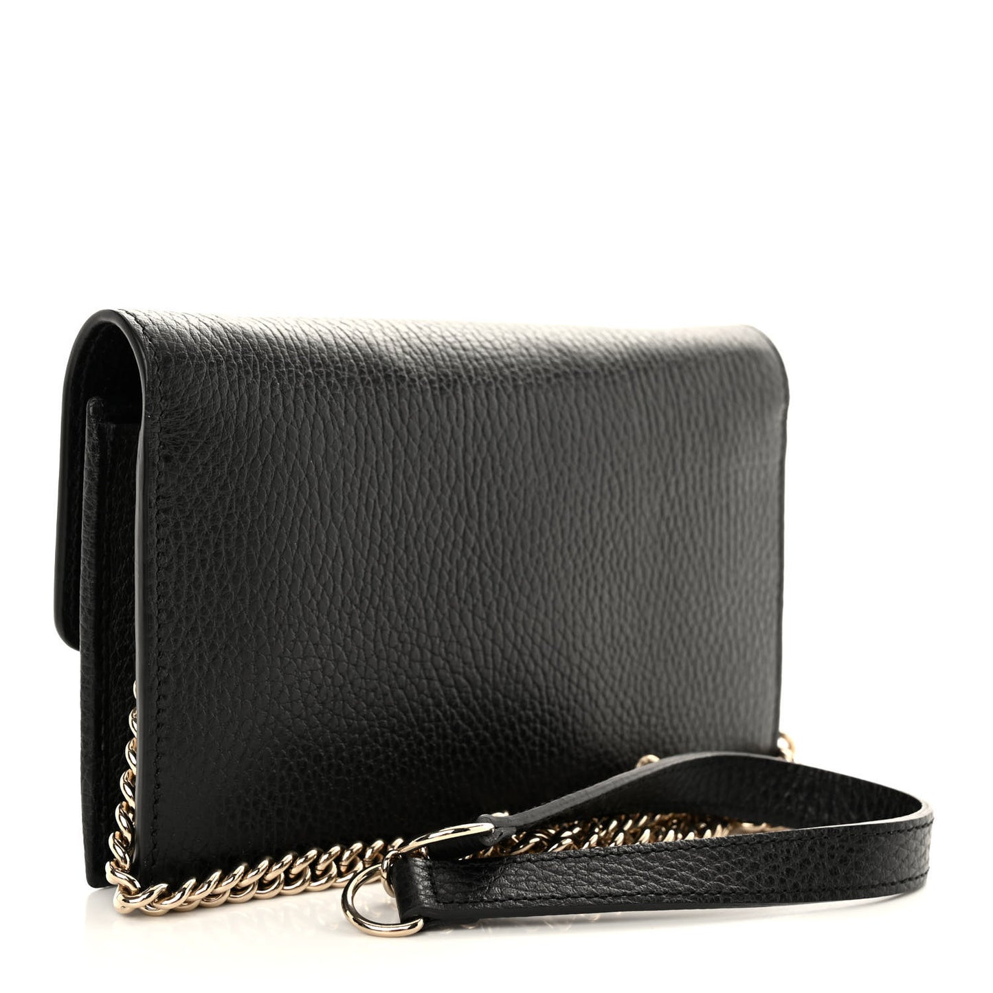 Dollar Calfskin Interlocking G Chain Wallet Black