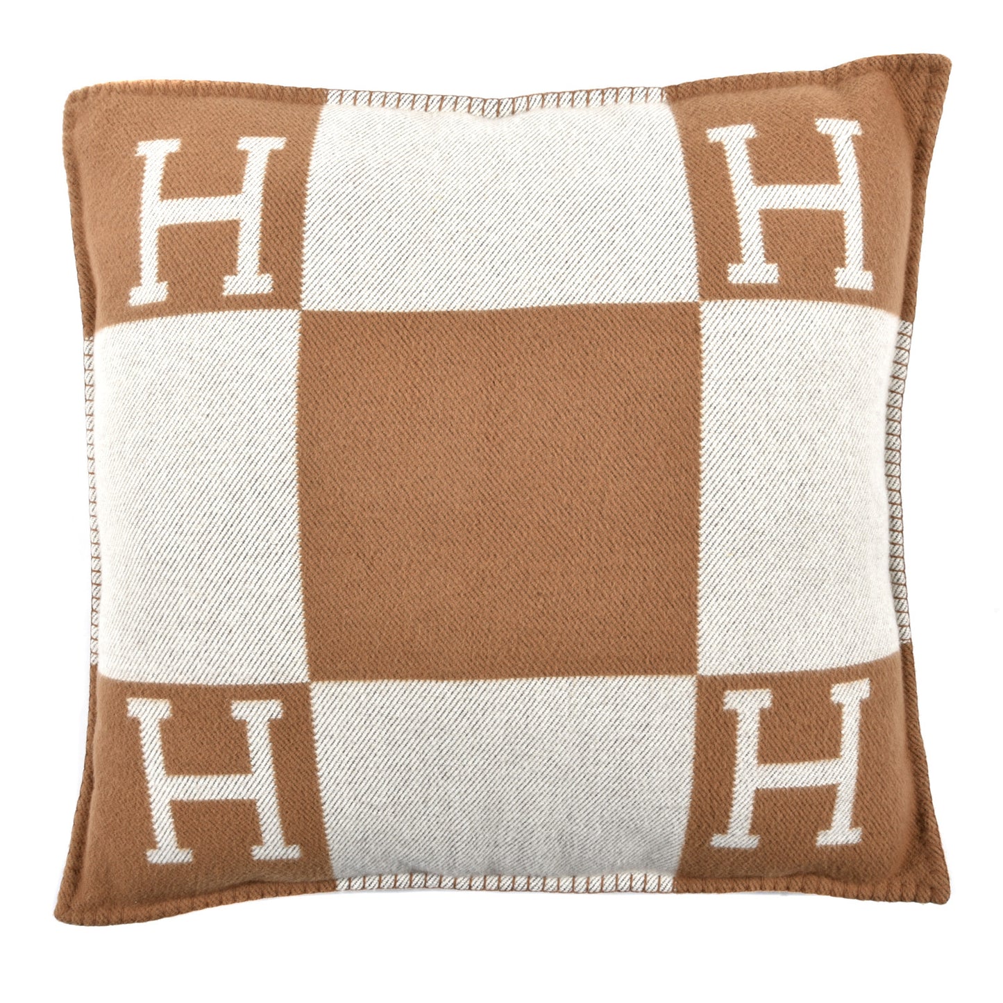Wool Cashmere Avalon Pillow GM Ecru Camel