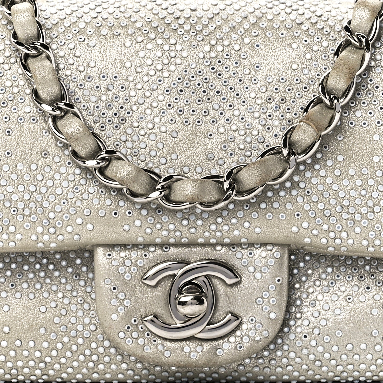 Chanel Iridescent Calfskin Studded Mini Flap Silver 9 of 12