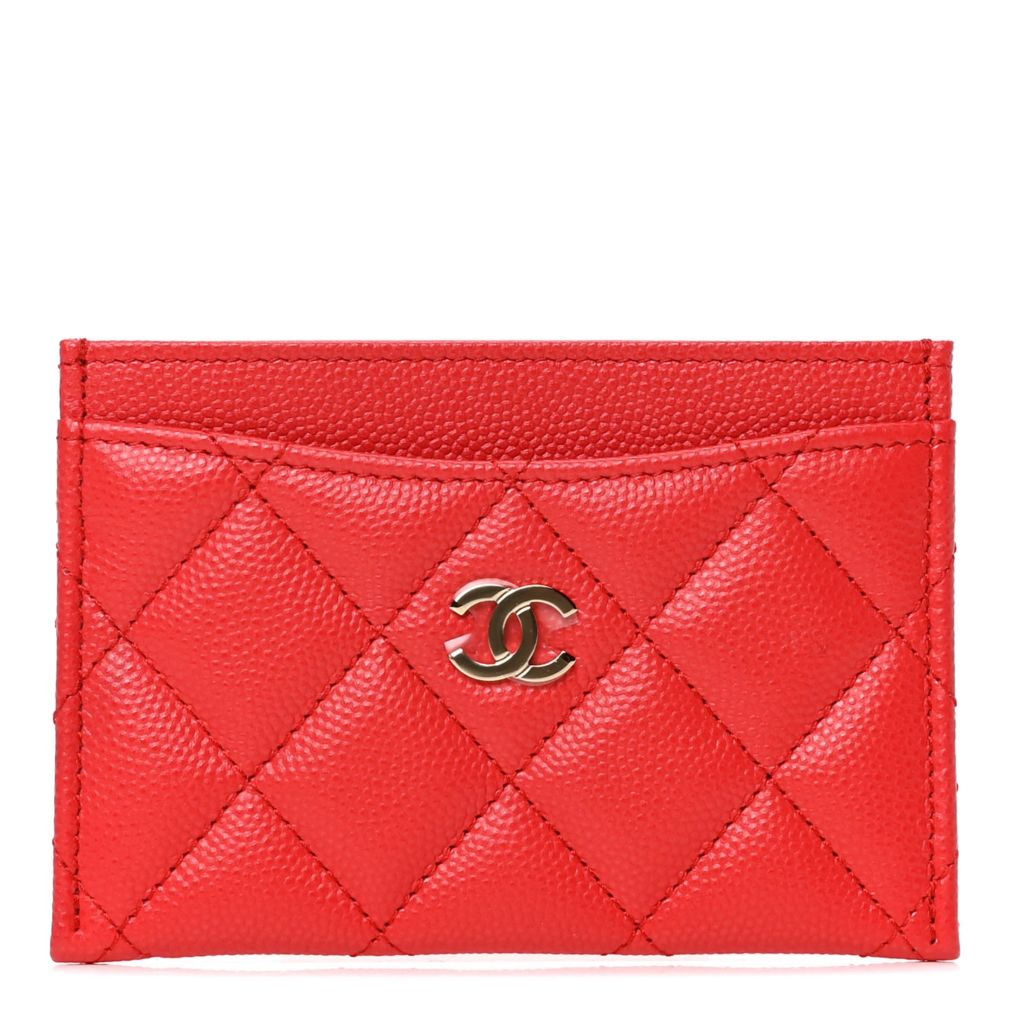 Caviar Quilted Card Holder Red